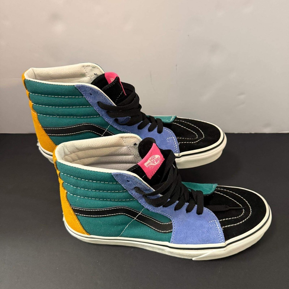 Vans Sk8-Hi Multi Color Colorblock Suede Canvas‎ Mens 9.5 High Top Sneakers